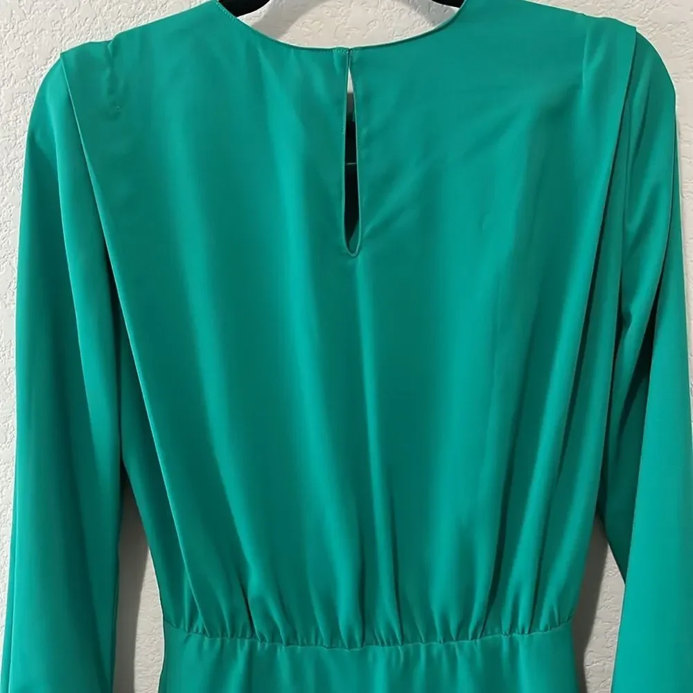 AMANDA UPRICHARD Felicia Long Sleeve Mini Dress, Green Juniper, Size S - Picture 7 of 8